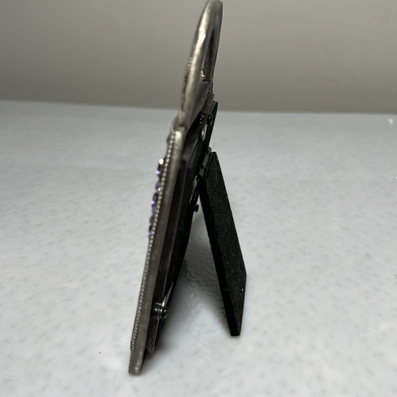 Vintage Metal with Purple Rhinestones Purse Shaped Picture Frame - Picture 5 of 6